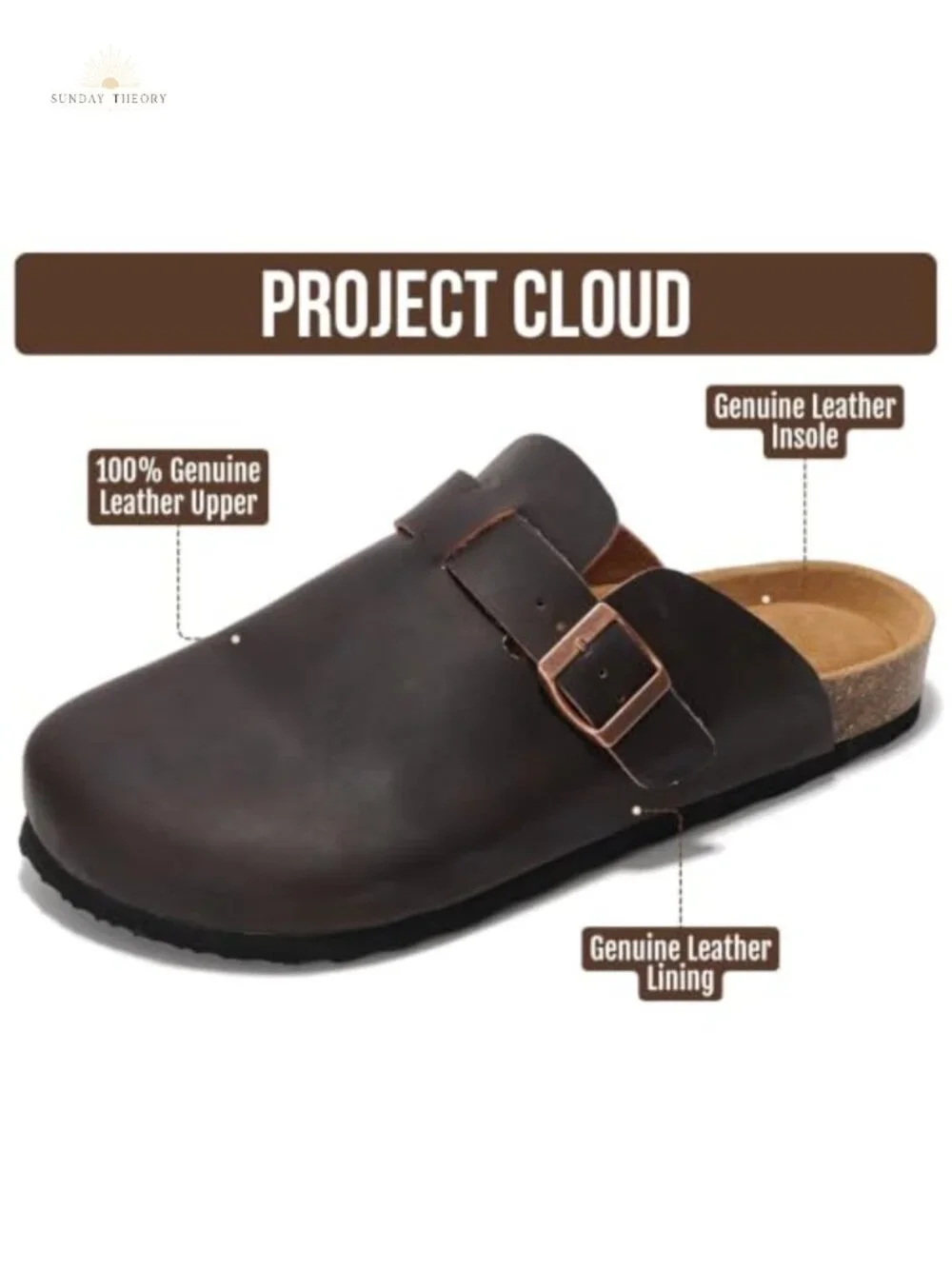 Genuine Full Grain Leather Clogs for Men - Memory Foam Non-Slip Rubber Sole